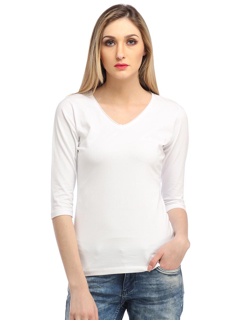 women solid three quarter sleeves regular top - 21711290 -  Zoom Image - 0