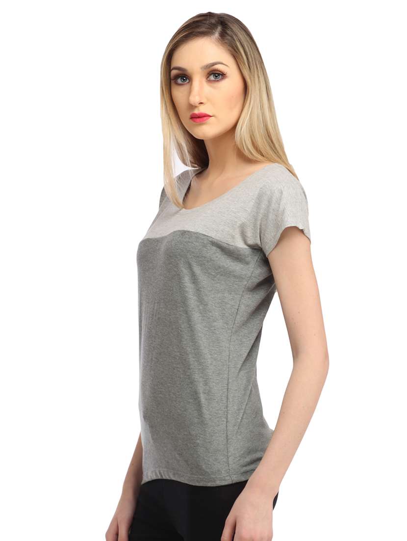 women color blocked round neck regular top - 21711291 -  Standard Image - 2