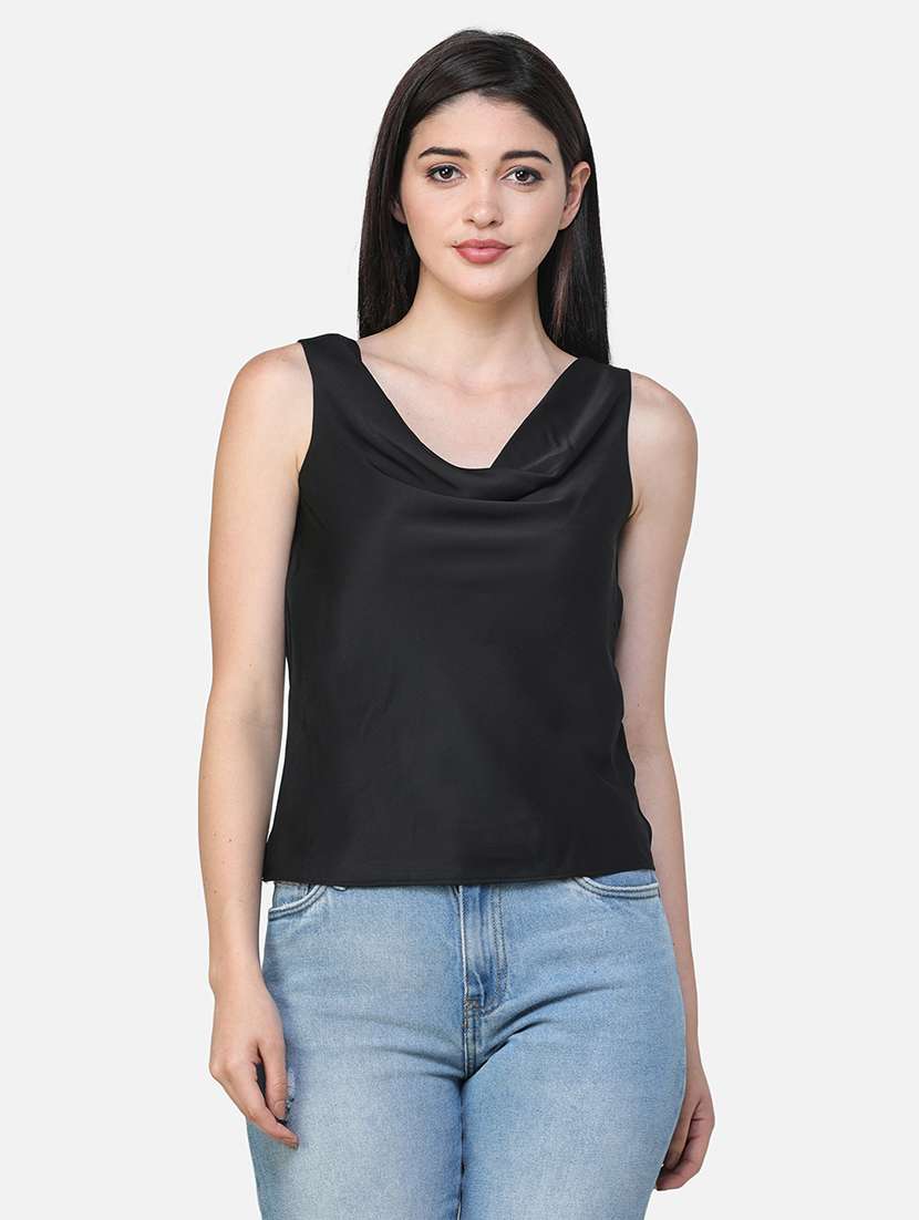 women solid sleeveless regular top