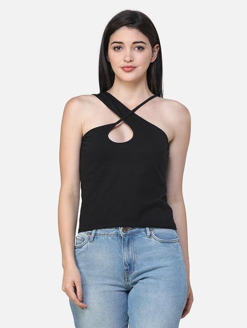 women solid asymmetric neck regular top - 21711452 - Standard Image - 0