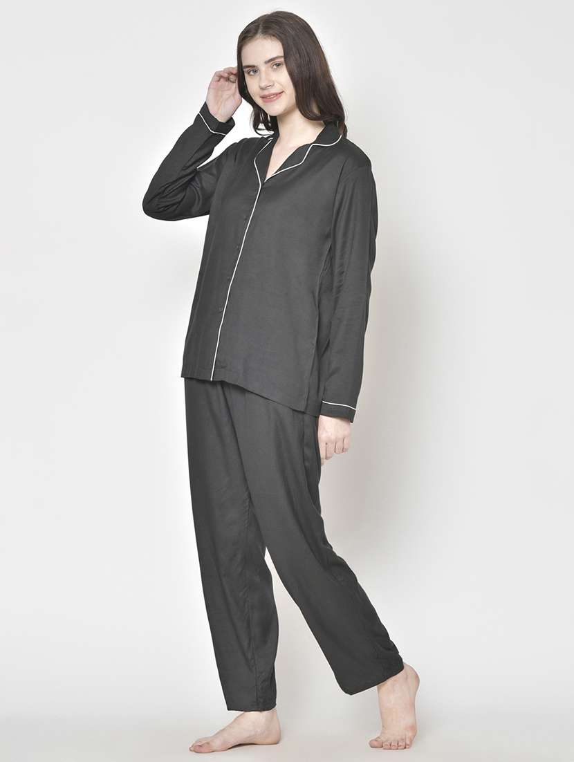 women solid nightwear pyjama set - 21711501 -  Standard Image - 2