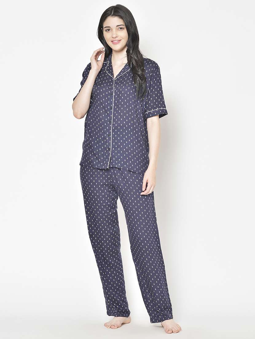women printed nightwear pyjama set - 21711503 - Standard Image - 2