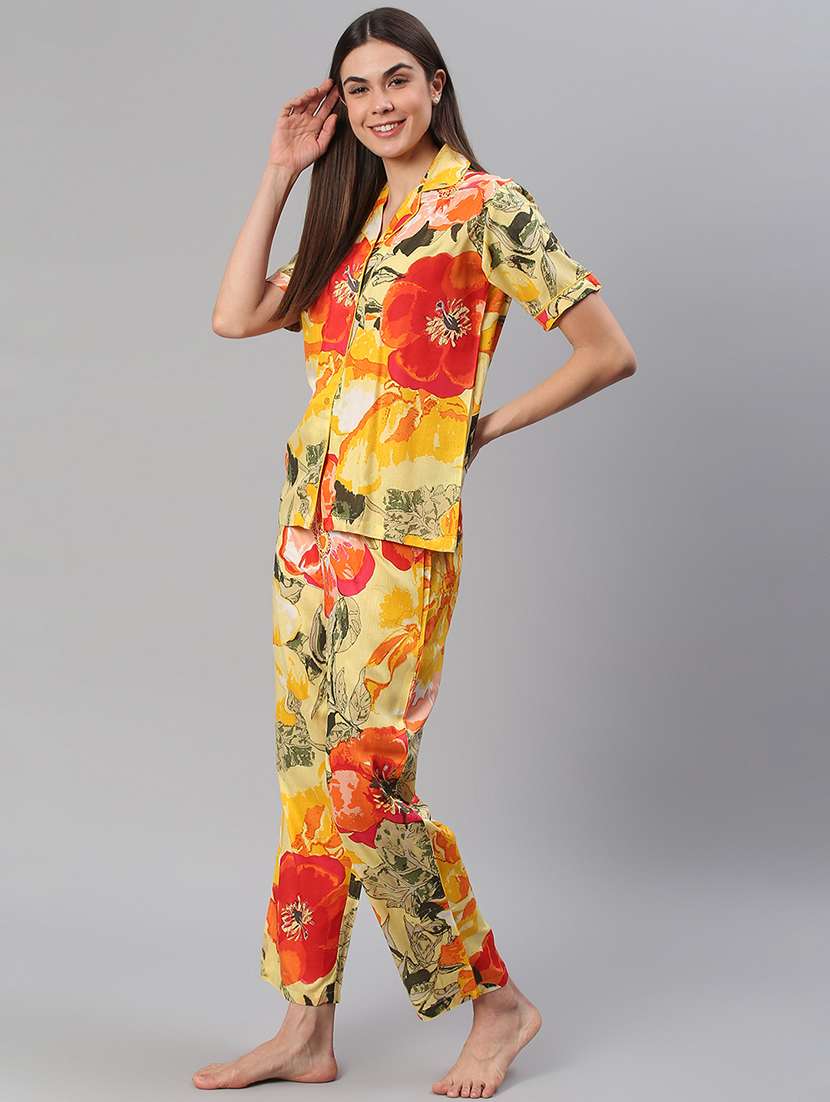 women printed nightwear pyjama set - 21711513 -  Standard Image - 2