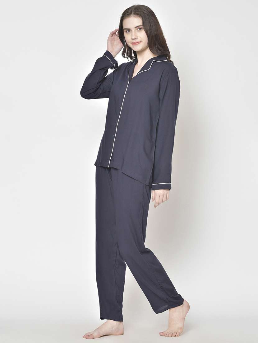 women solid nightwear pyjama set - 21711518 -  Standard Image - 2