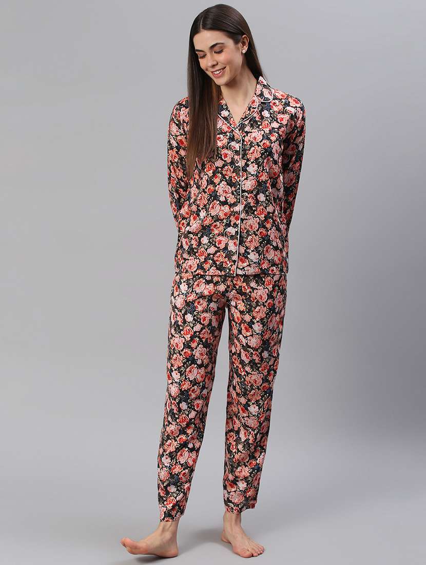 women printed nightwear pyjama set