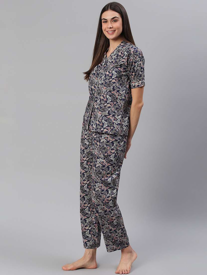 women printed nightwear pyjama set - 21711531 -  Standard Image - 2