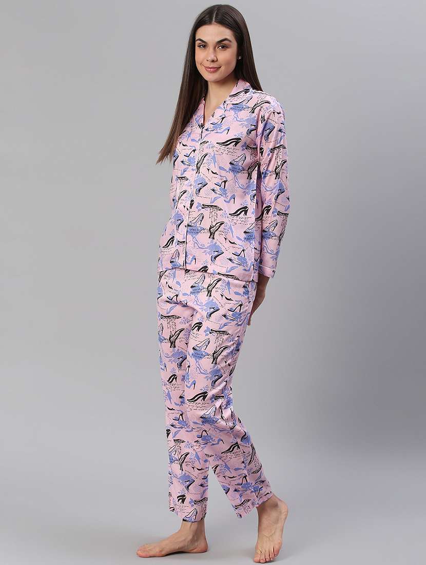 women printed nightwear pyjama set - 21711536 - Standard Image - 2