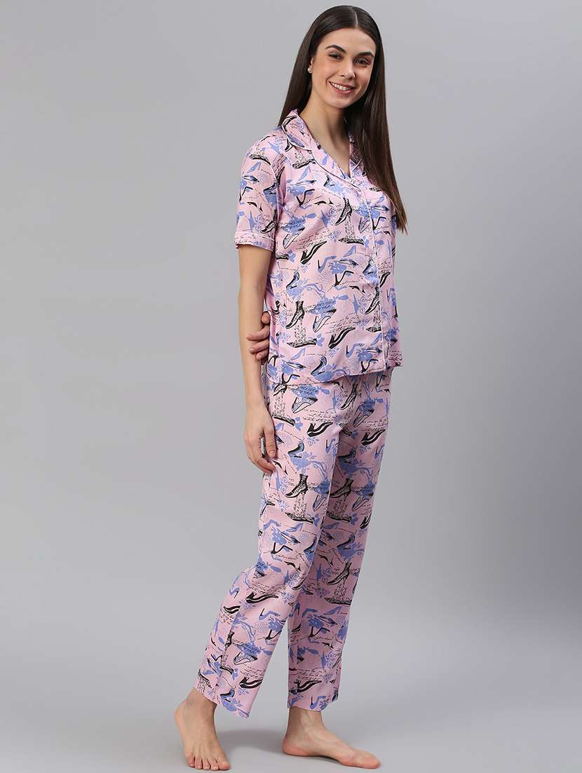 women printed nightwear pyjama set - 21711538 - Standard Image - 2