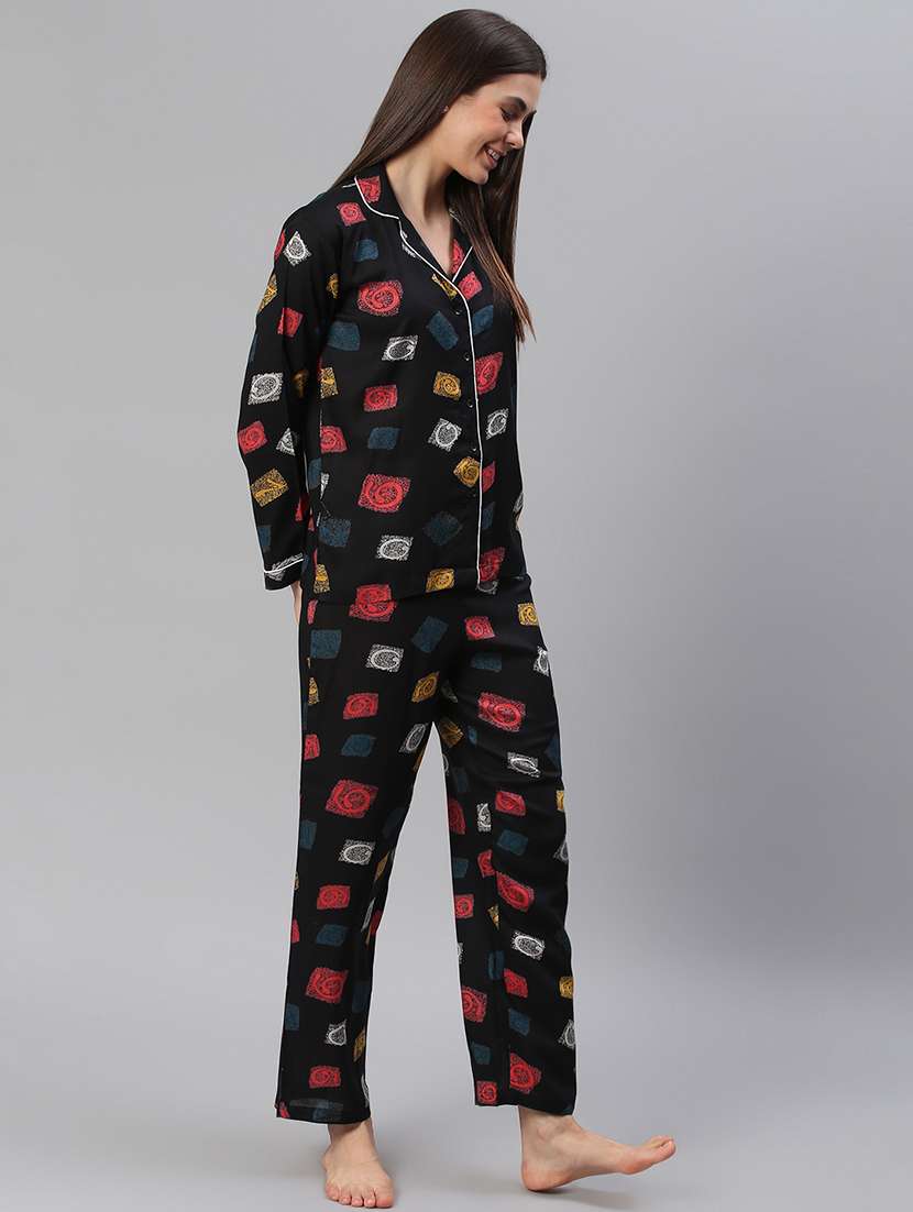women printed nightwear pyjama set - 21711539 -  Standard Image - 2