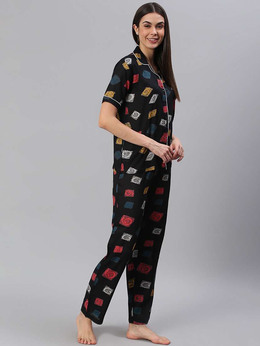 women printed nightwear pyjama set - 21711540 -  Standard Image - 2