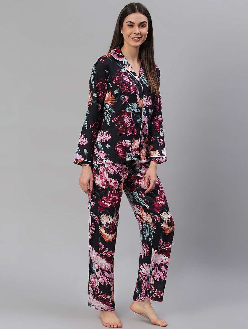 women printed nightwear pyjama set - 21711541 -  Standard Image - 2