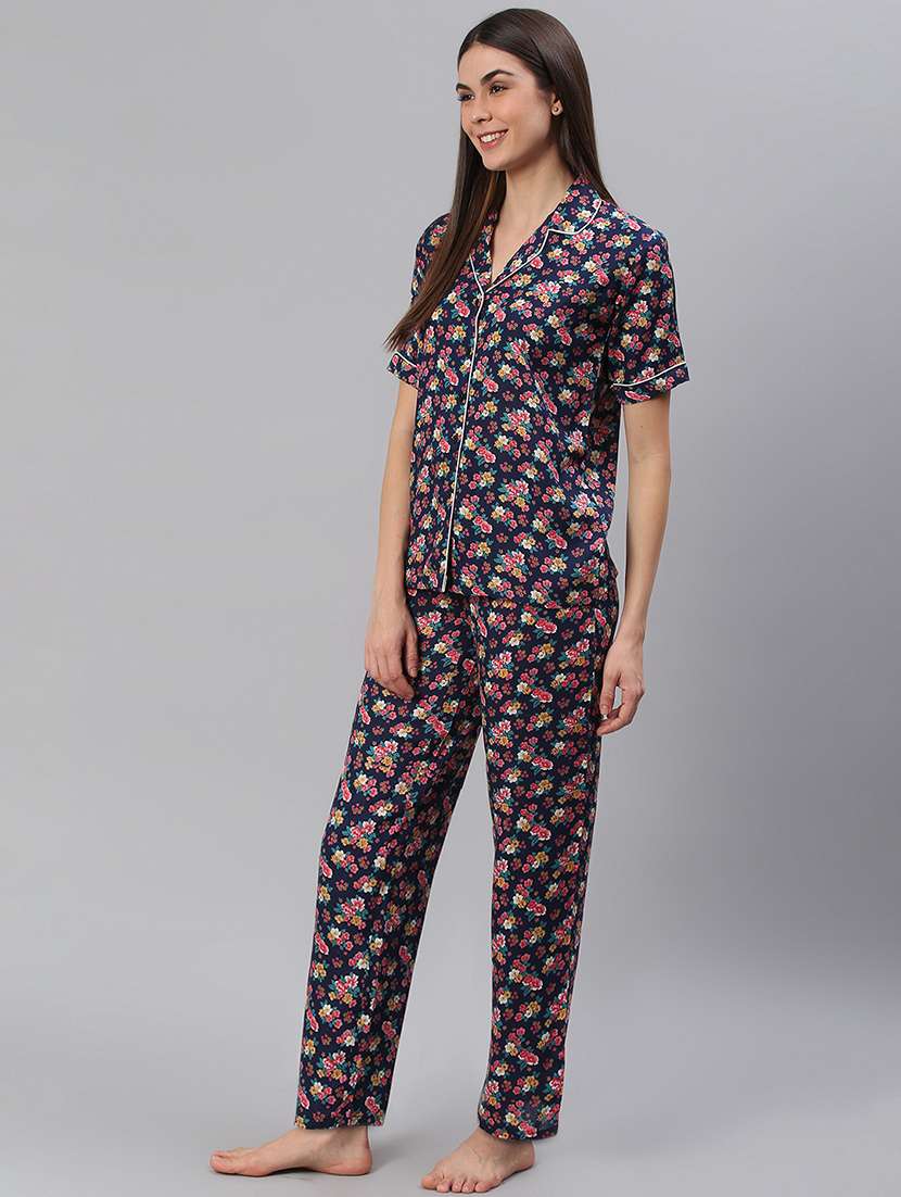 women printed nightwear pyjama set - 21711544 - Standard Image - 2