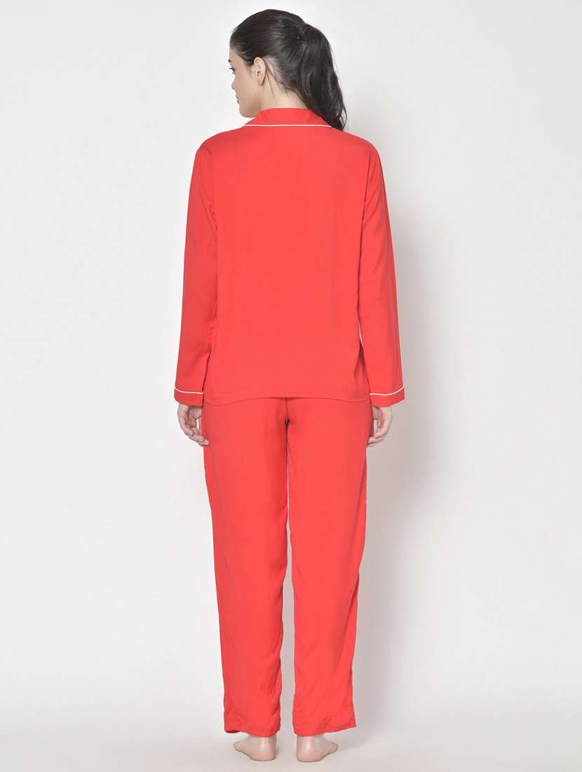 women solid nightwear pyjama set - 21711552 -  Standard Image - 2