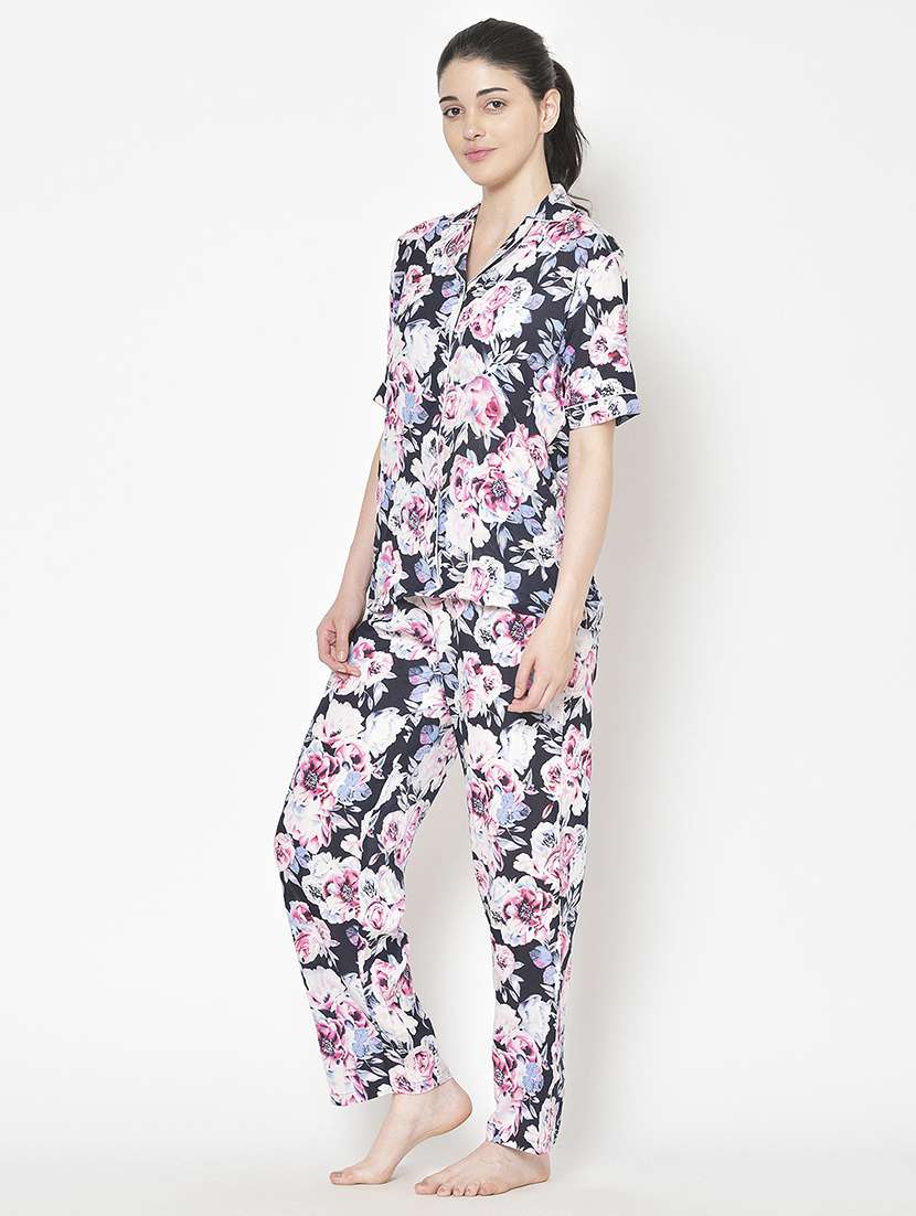 women printed nightwear pyjama set - 21711560 -  Standard Image - 2