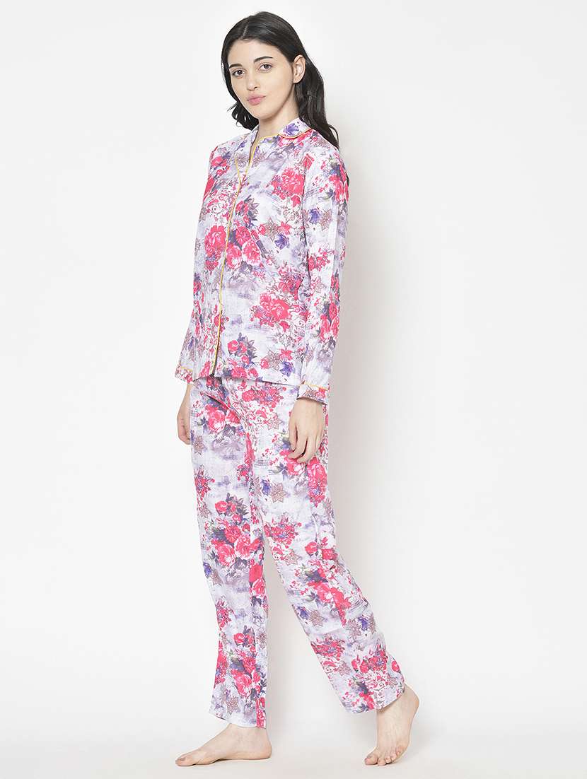 women printed nightwear pyjama set - 21711567 - Standard Image - 2