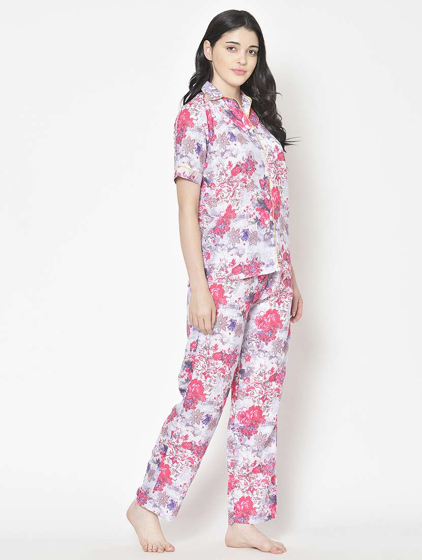 women printed nightwear pyjama set - 21711568 -  Standard Image - 2