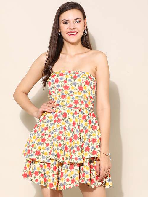 women floral printed layered dress - 21711589 - Standard Image - 0