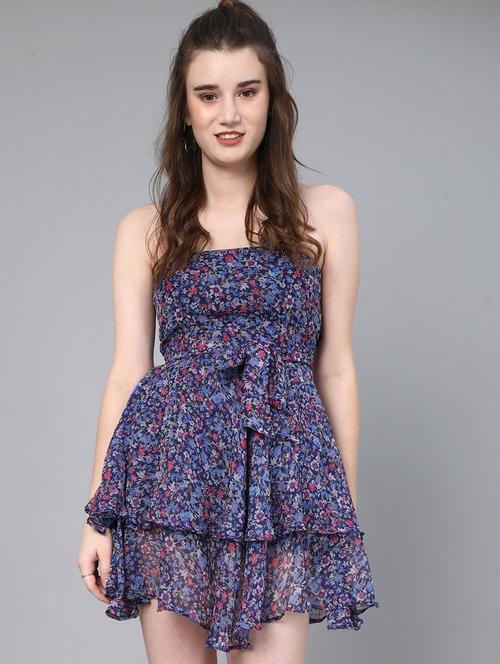 women floral printed layered dress - 21711593 - Standard Image - 0