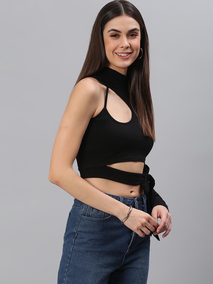 women solid designer crop top - 21711645 - Standard Image - 2