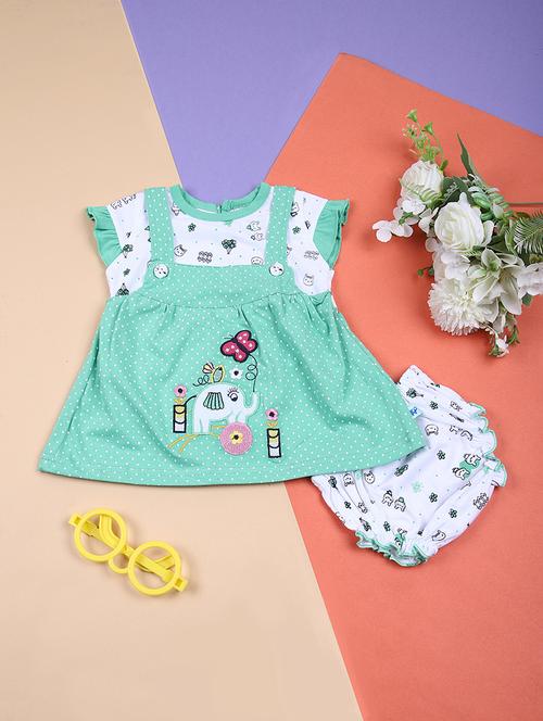 girls round neck printed frock with bloomers - 21711728 -  Standard Image - 0