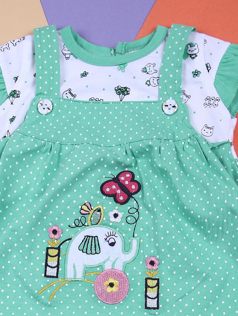 girls round neck printed frock with bloomers - 21711728 - Standard Image - 2