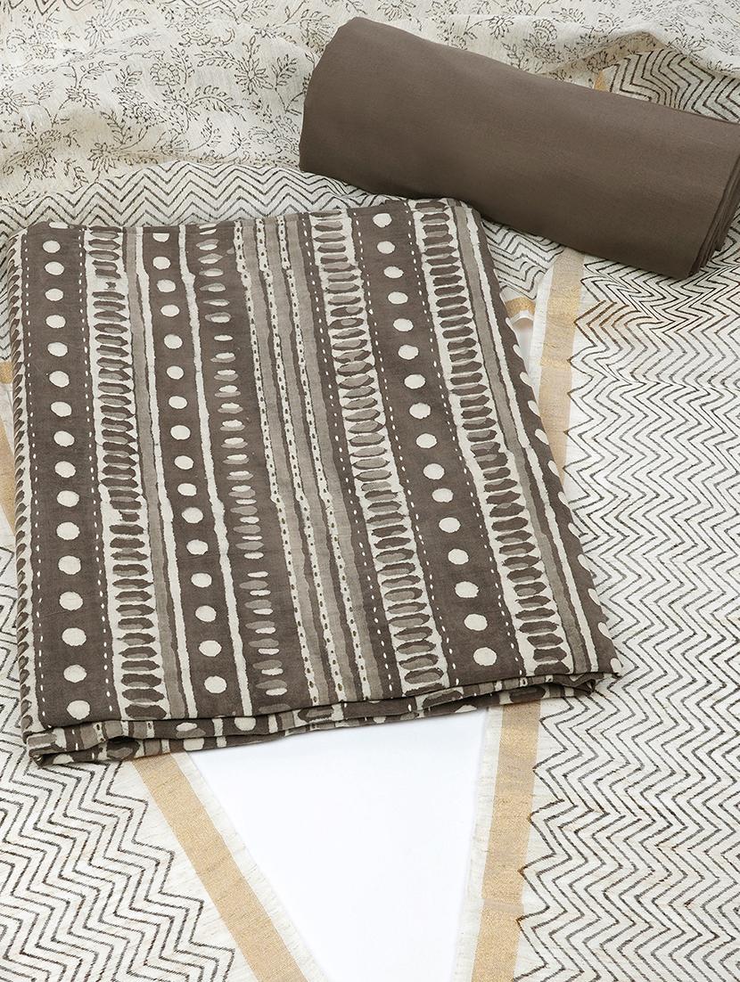women brown printed unstitched suit - 21711792 - Zoom Image - 0
