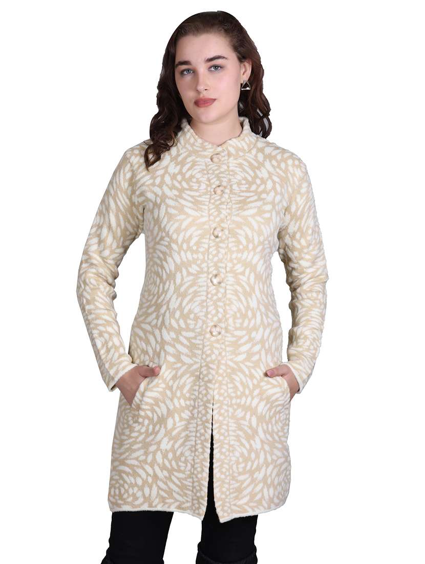 women self design long line coatigan