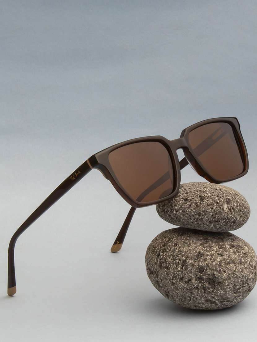 ted-smith unisex brown premium italian acetate sunglasses with  polarized lenses for men & women