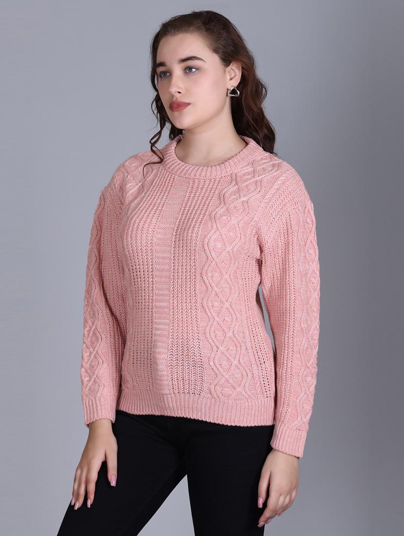 women long sleeves self design pullover - 21711901 - Standard Image - 2