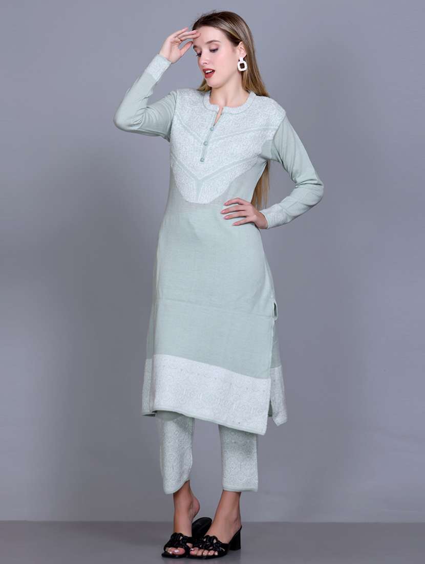 women self design long sleeve suit set - 21711918 - Standard Image - 2