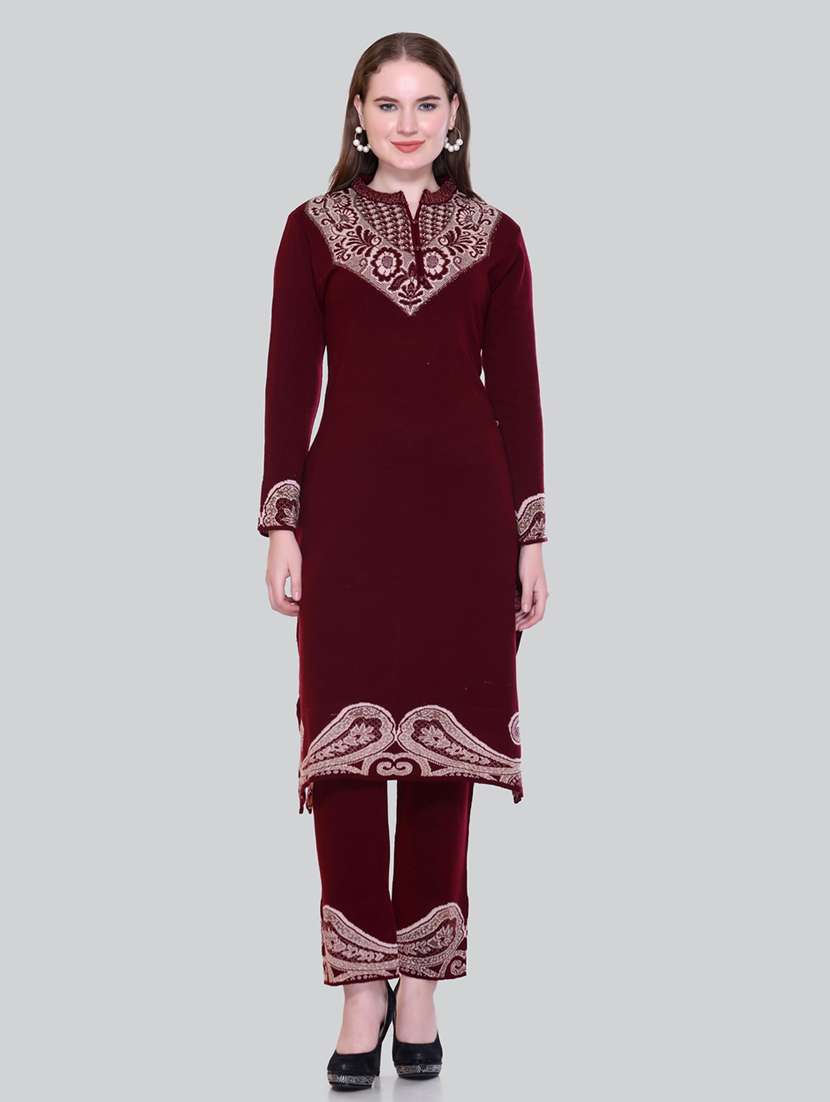 women self design long sleeve suit set - 21711921 - Standard Image - 2