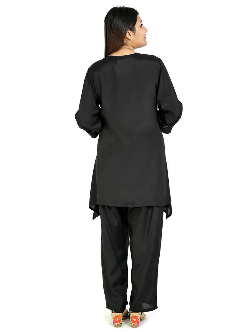 women black embellished v neck co-ords set - 21711978 -  Standard Image - 2