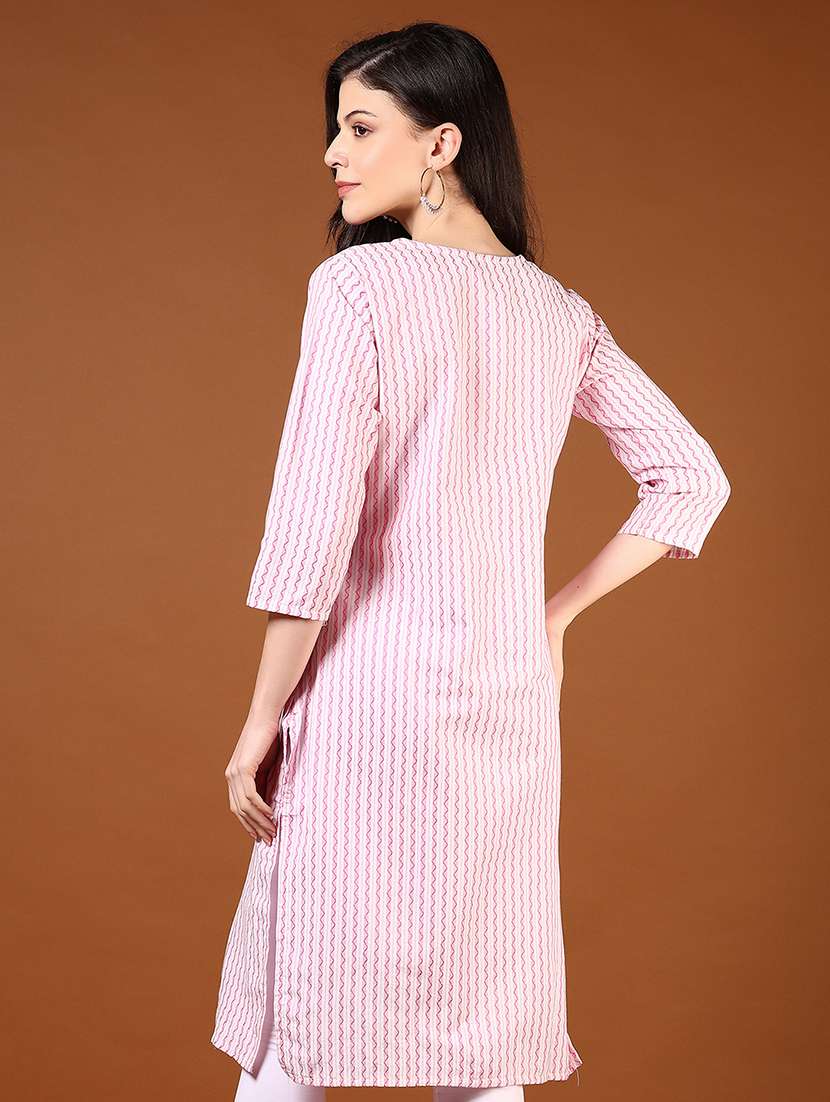 women three quarter sleeve straight kurta - 21712002 -  Standard Image - 2