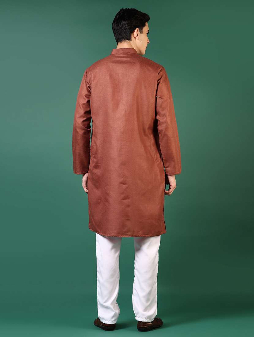 men mandarin neck kurta pyjama ethnic wear set - 21712031 -  Standard Image - 2