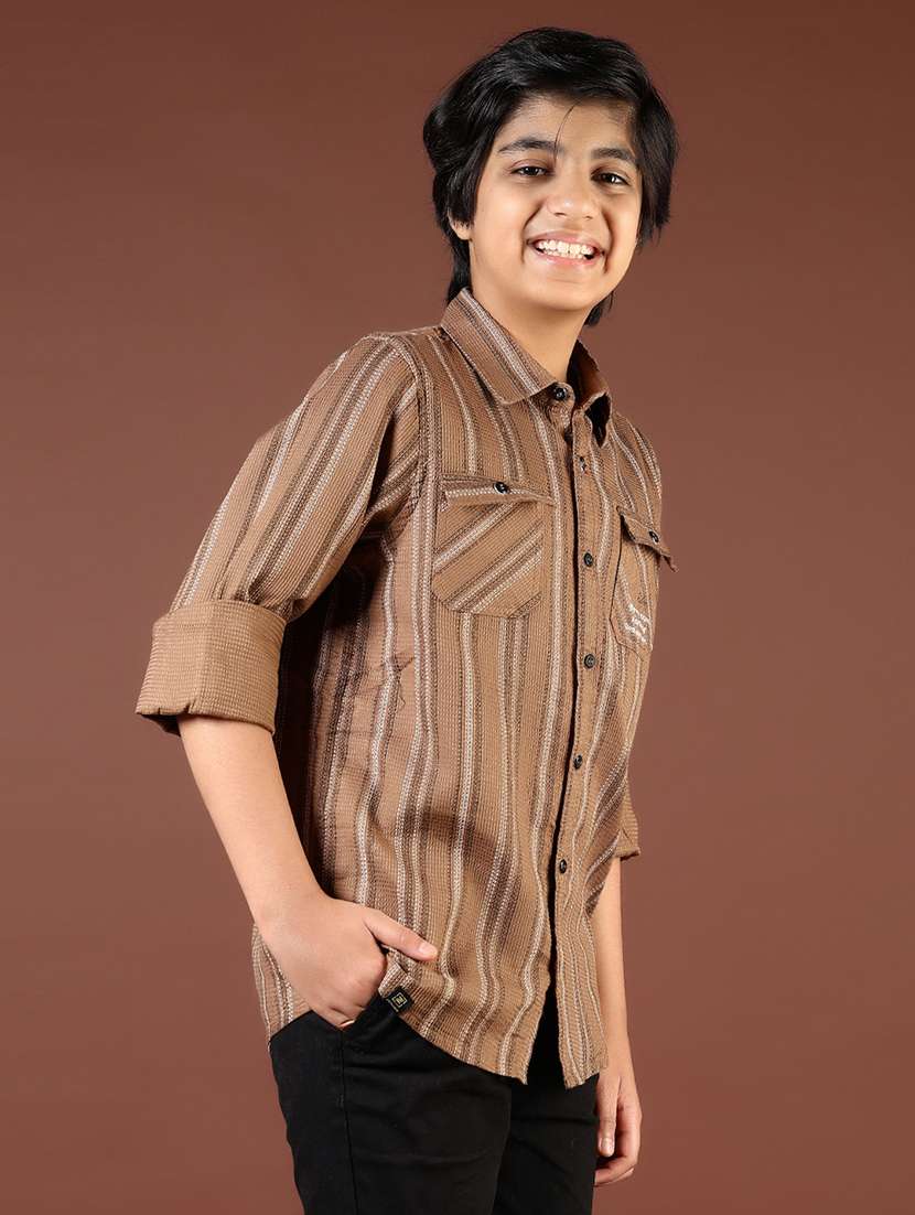 boys striped collared casual shirt - 21712040 -  Standard Image - 2