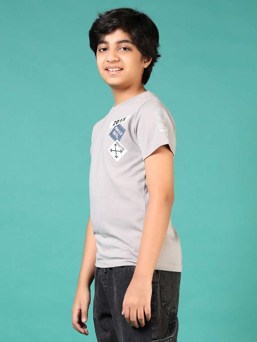 boys grey printed short sleeve regular fit t-shirt - 21712047 -  Standard Image - 2