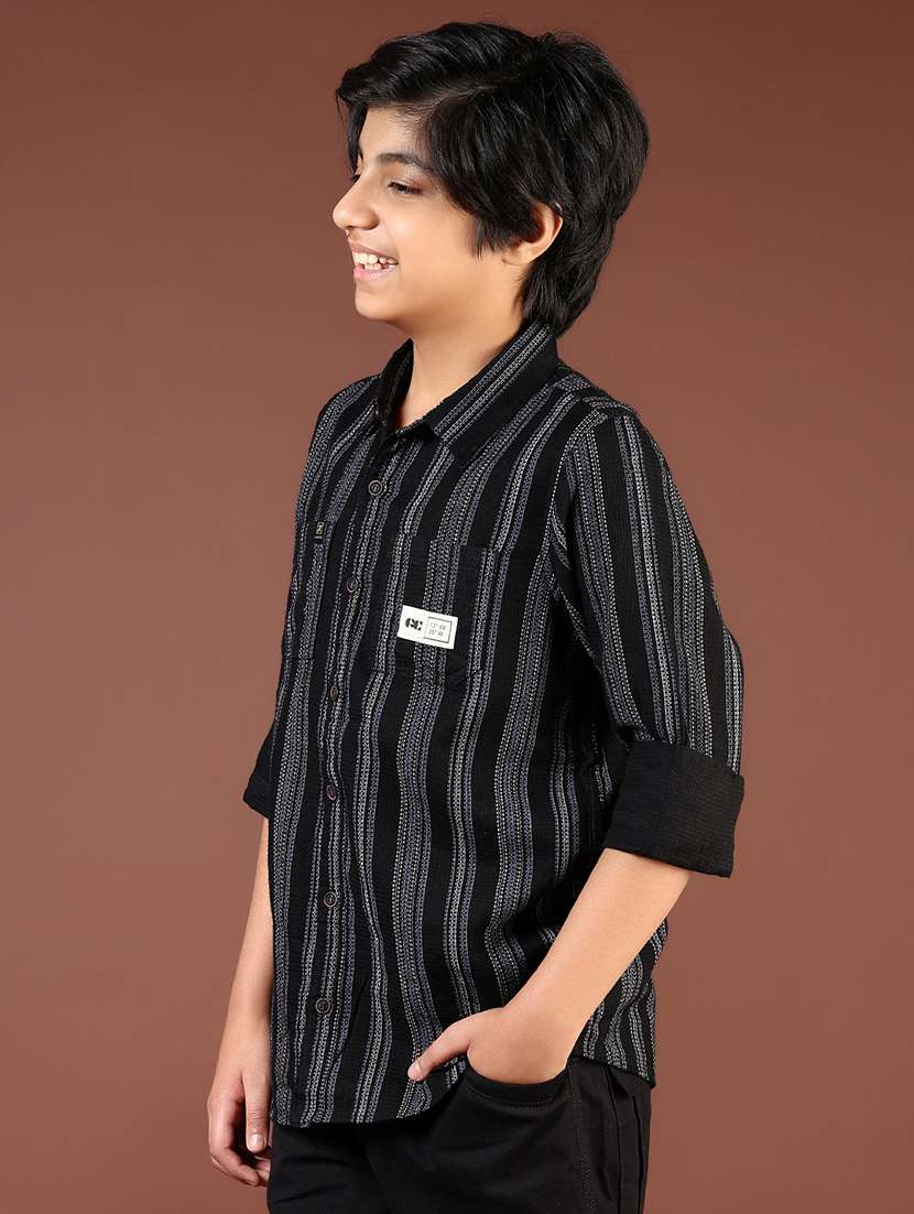 boys striped collared casual shirt - 21712051 -  Standard Image - 2
