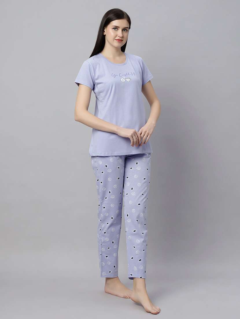 women printed nightwear pyjama set  - 21712071 -  Standard Image - 2