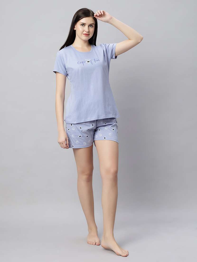 women printed nightwear shorts set  - 21712076 -  Standard Image - 2