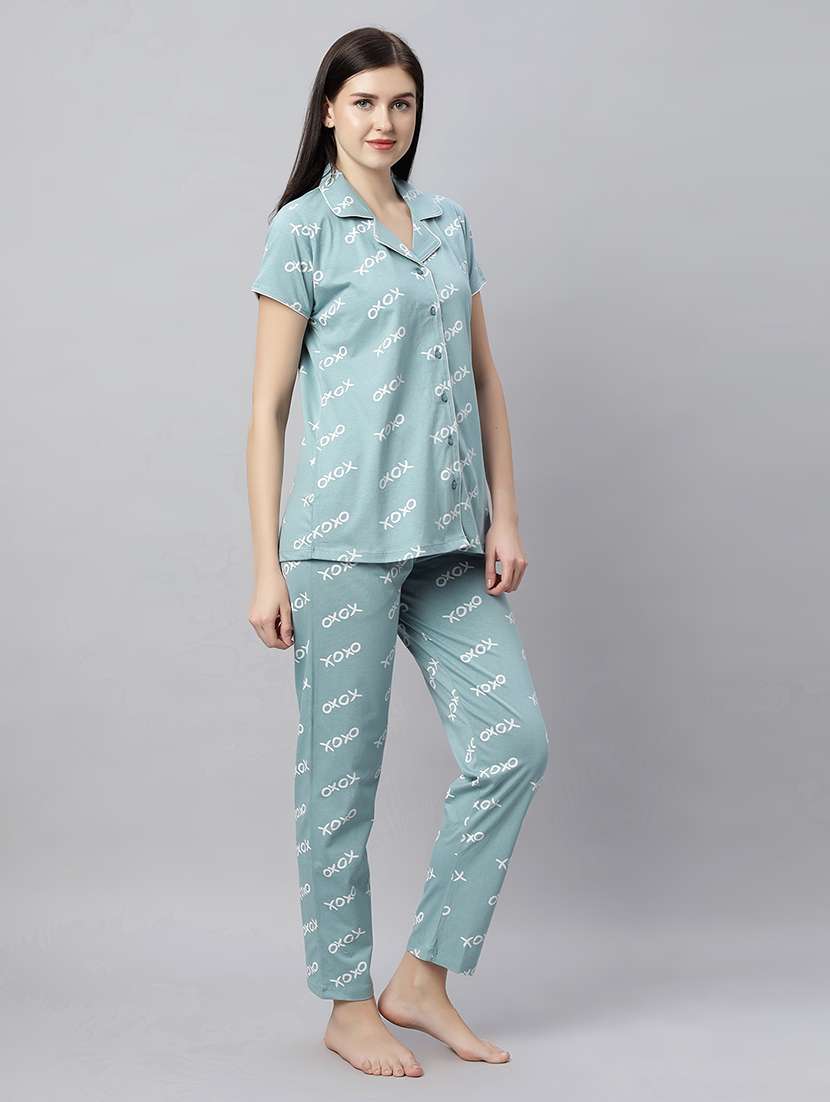 women printed nightwear pyjama set  - 21712078 -  Standard Image - 2
