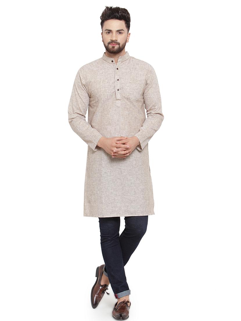 men mandarin neck solid long kurta - 21712084 -  Zoom Image - 0