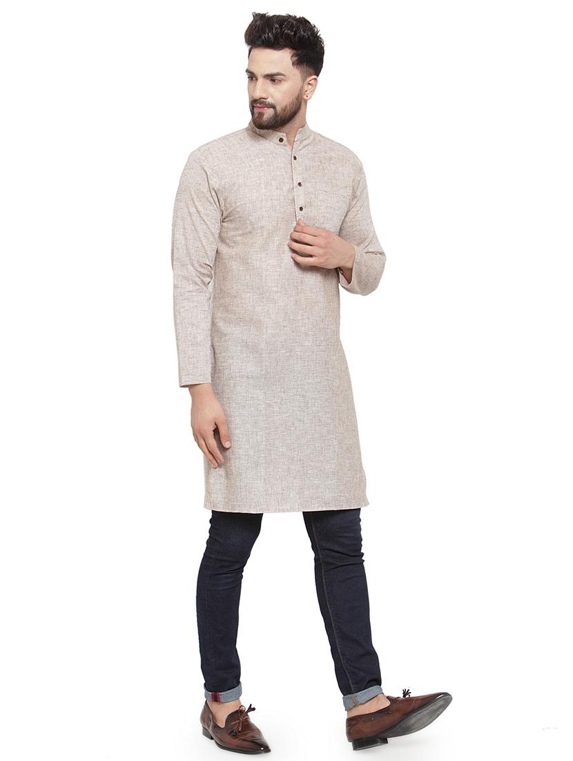 men mandarin neck solid long kurta - 21712084 - Standard Image - 2