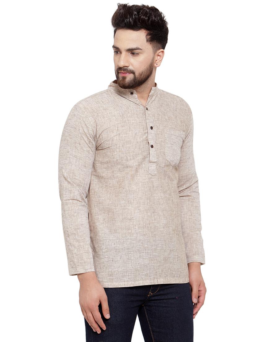 men mandarin neck solid short kurta - 21712085 - Standard Image - 2