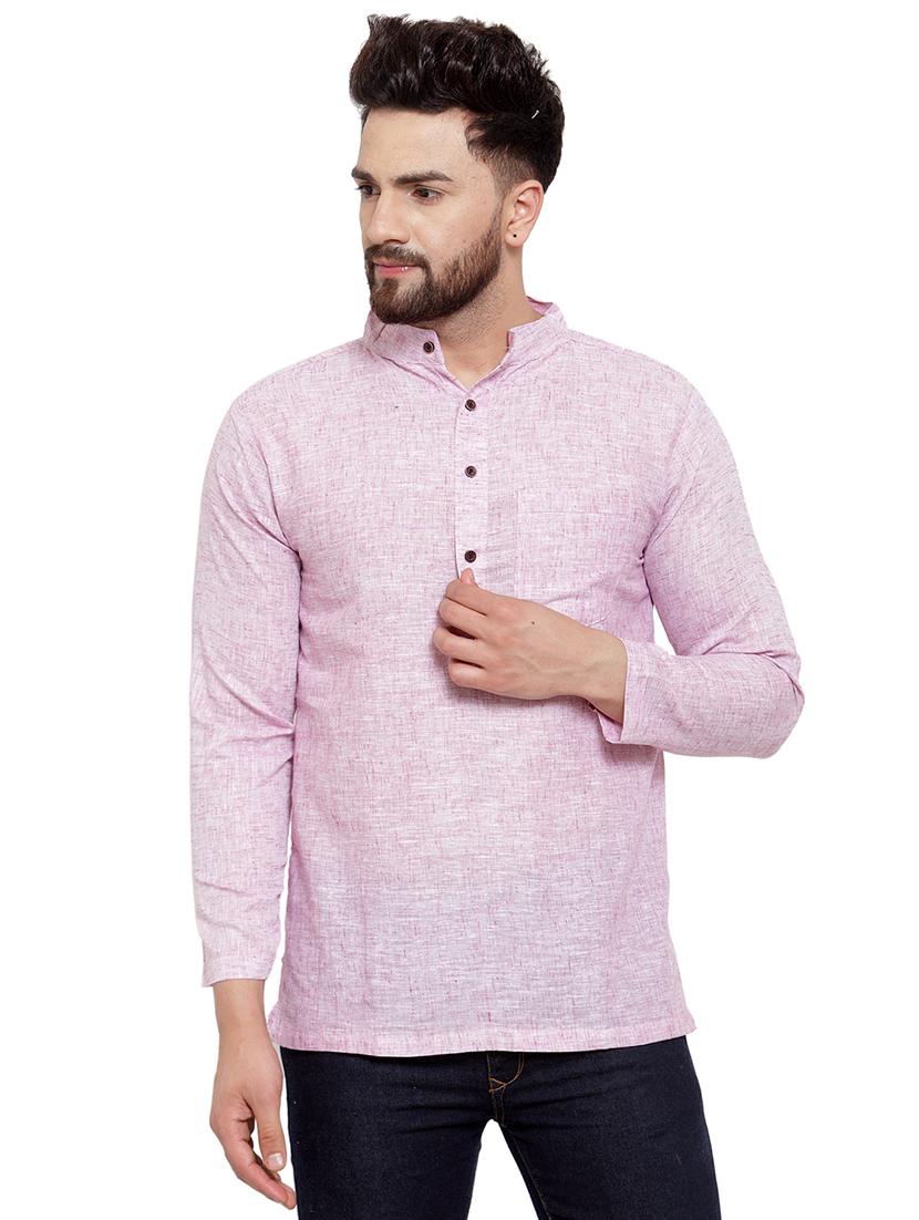 men mandarin neck solid short kurta - 21712087 - Standard Image - 2