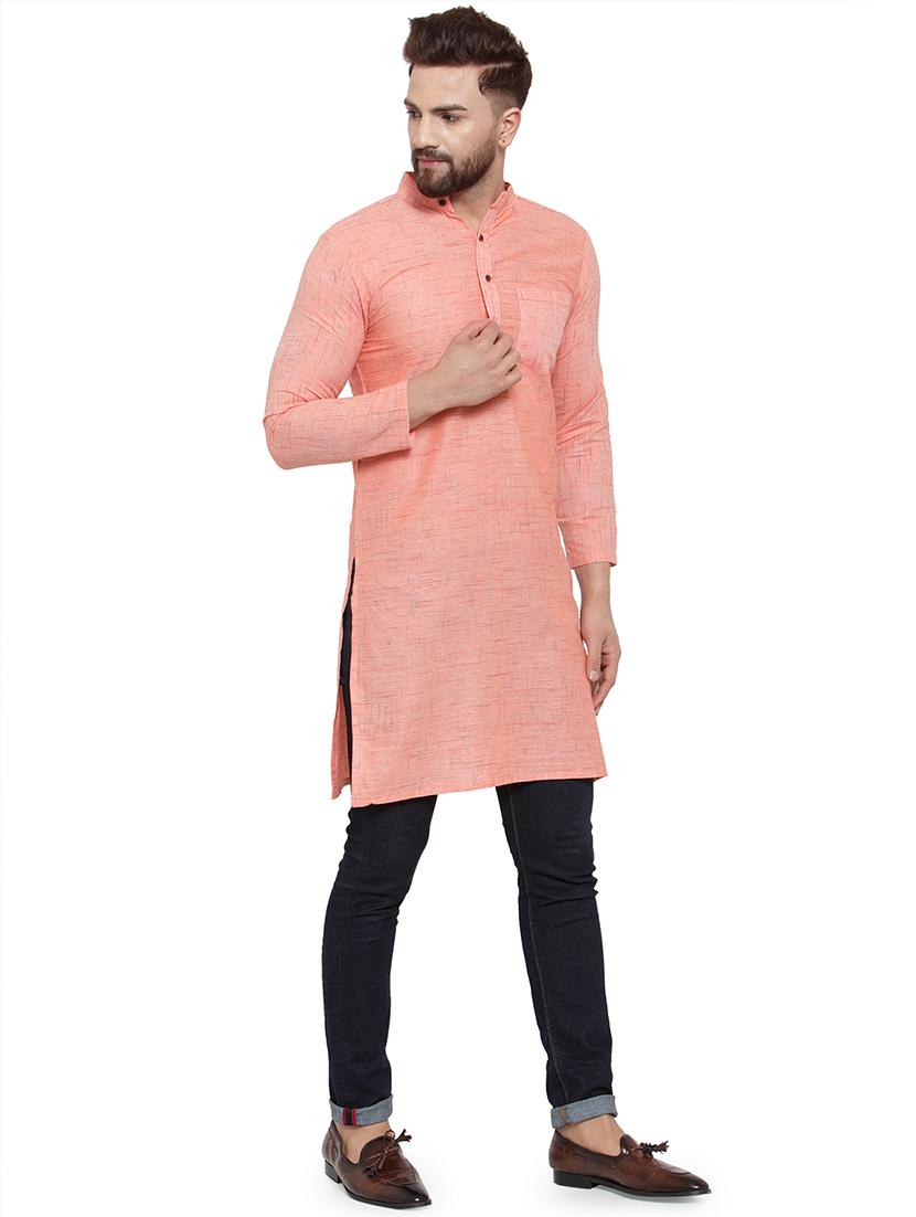 men mandarin neck solid long kurta - 21712088 - Standard Image - 2