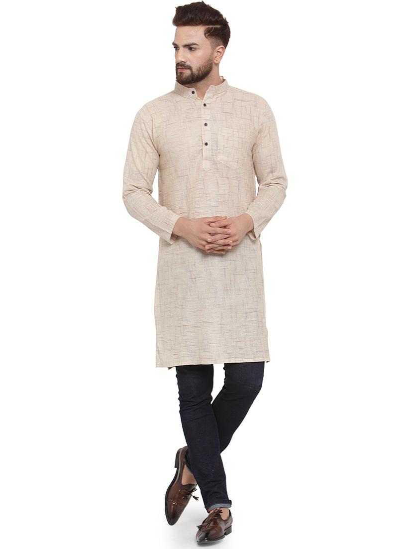 men mandarin neck solid long kurta - 21712092 - Standard Image - 2