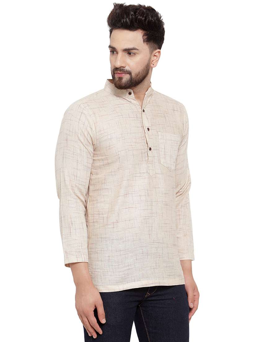 men mandarin neck solid short kurta - 21712093 -  Standard Image - 2
