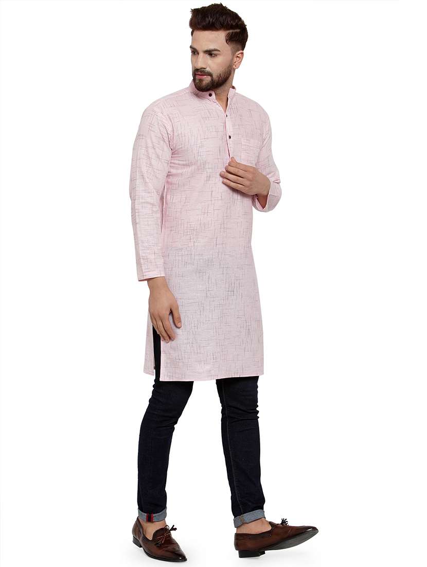 men mandarin neck solid long kurta - 21712094 - Standard Image - 2
