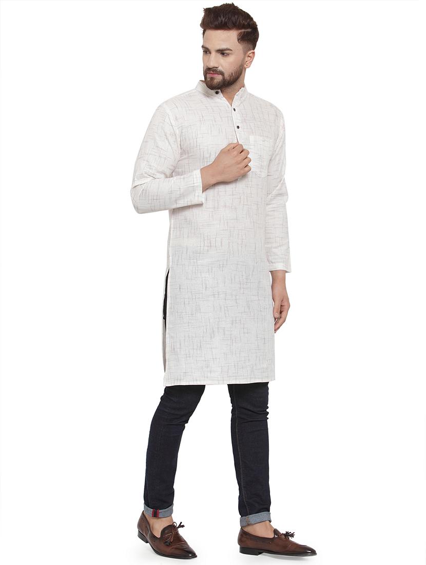 men mandarin neck solid long kurta - 21712100 - Standard Image - 2