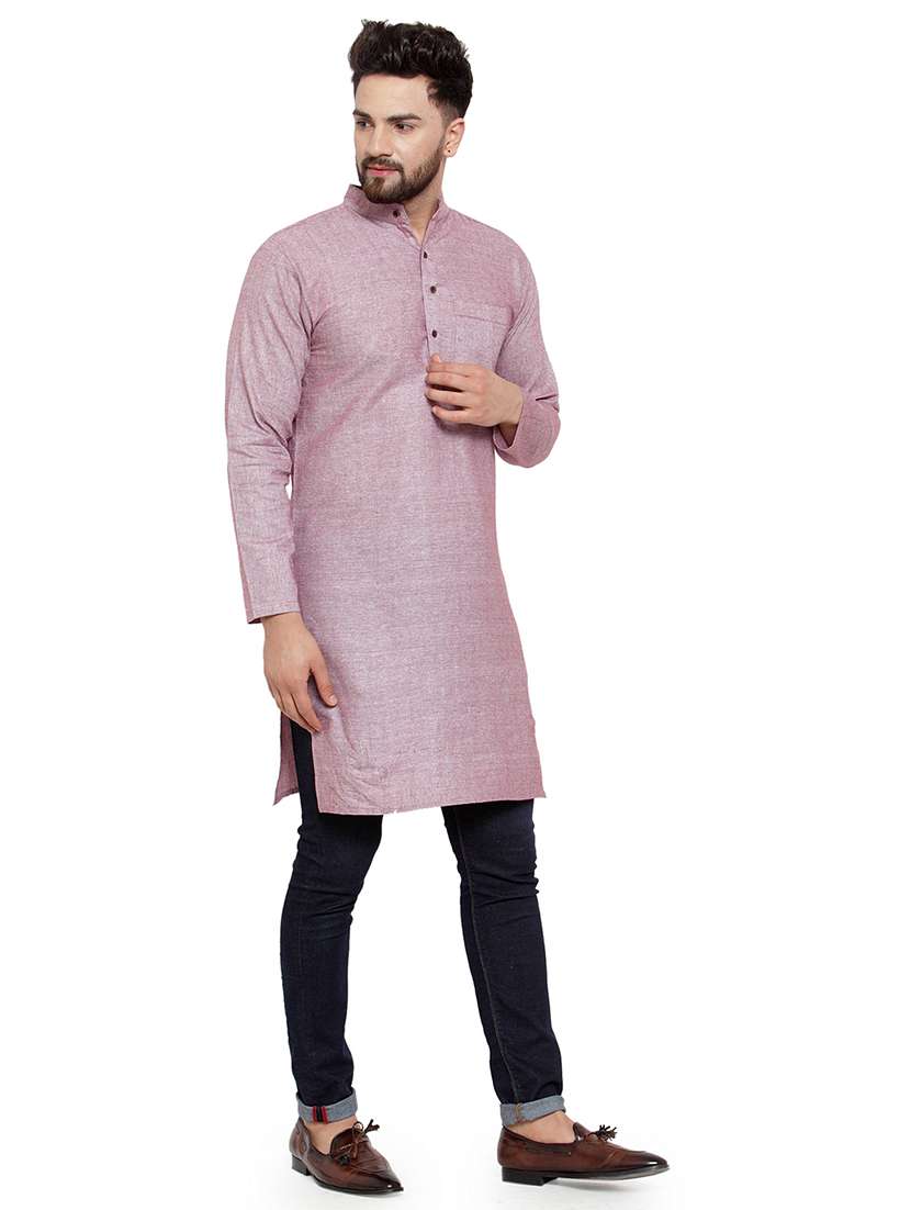 men mandarin neck solid long kurta - 21712104 - Standard Image - 2